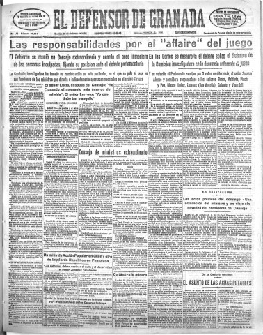 'El Defensor de Granada  : diario político independiente' - Año LVI Número 30164 Ed. Mañana - 1935 Octubre 29