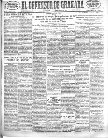 'El Defensor de Granada  : diario político independiente' - Año LVI Número 30192 Ed. Tarde - 1935 Noviembre 14