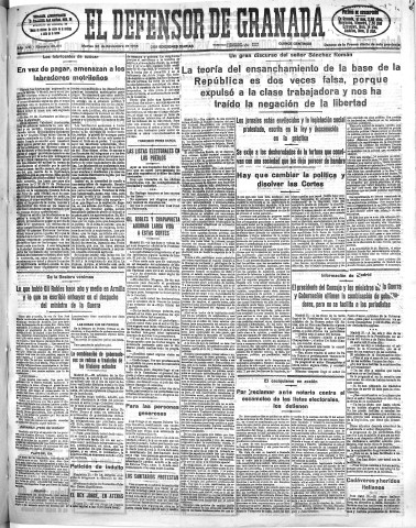 'El Defensor de Granada  : diario político independiente' - Año LVI Número 30211 Ed. Mañana - 1935 Noviembre 26