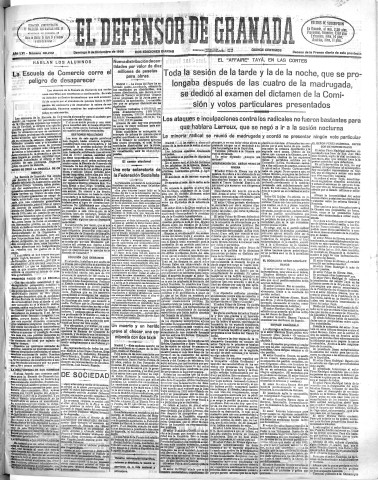 'El Defensor de Granada  : diario político independiente' - Año LVI Número 30232 Ed. Mañana - 1935 Diciembre 08