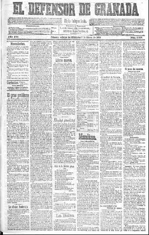 'El Defensor de Granada  : diario político independiente' - Año XXI Número 11772  - 1900 Marzo 07