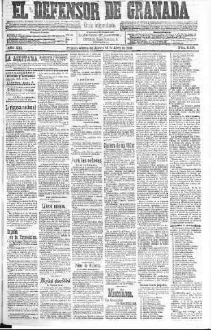 'El Defensor de Granada  : diario político independiente' - Año XXI Número 11814  - 1900 Abril 26