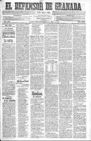 'El Defensor de Granada  : diario político independiente' - Año XXI Número 11840  - 1900 Mayo 27