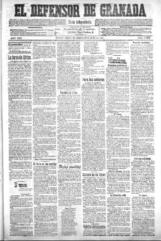 'El Defensor de Granada  : diario político independiente' - Año XXI Número 11879  - 1900 Julio 12