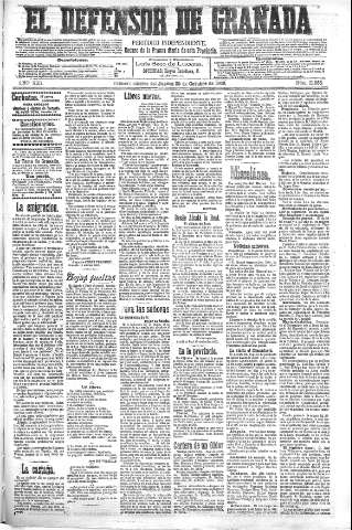 'El Defensor de Granada  : diario político independiente' - Año XXI Número 11968  - 1900 Octubre 25