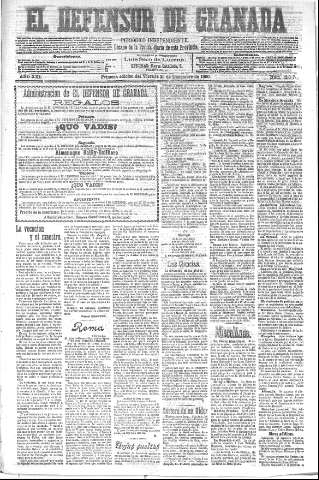 'El Defensor de Granada  : diario político independiente' - Año XXI Número 12017  - 1900 Diciembre 21