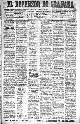 'El Defensor de Granada  : diario político independiente' - Año XXII Número 12105  - 1901 Abril 04