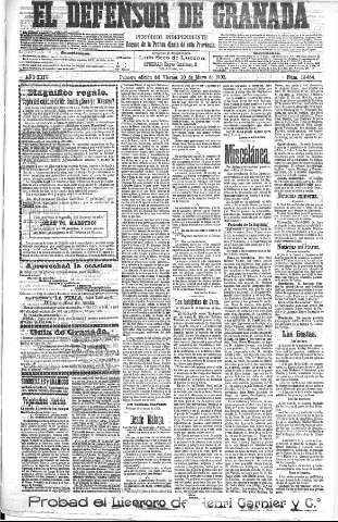 'El Defensor de Granada  : diario político independiente' - Año XXIV Número 12454  - 1902 Mayo 30