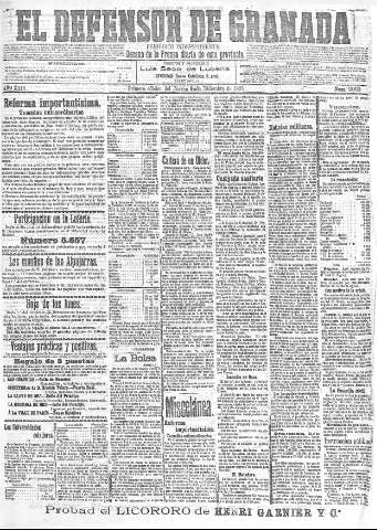 'El Defensor de Granada  : diario político independiente' - Año XXIV Número 12613  - 1902 Diciembre 04