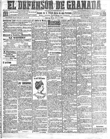 'El Defensor de Granada  : diario político independiente' - Año XXIX Número 14255  - 1907 Julio 14