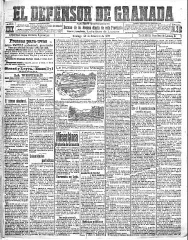 'El Defensor de Granada  : diario político independiente' - Año XXIX Número 14312  - 1907 Septiembre 29