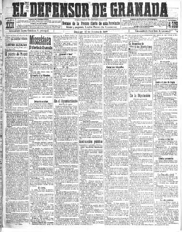 'El Defensor de Granada  : diario político independiente' - Año XXIX Número 14328  - 1907 Octubre 20