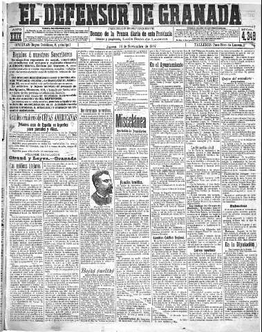'El Defensor de Granada  : diario político independiente' - Año XXIX Número 14349  - 1907 Noviembre 14