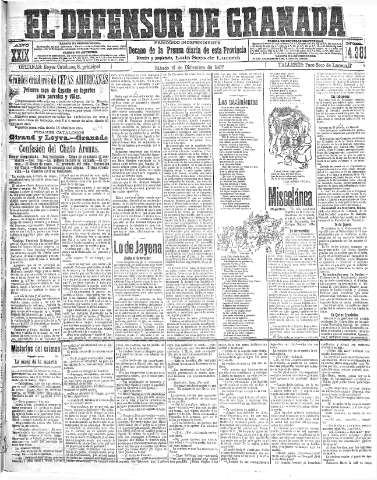'El Defensor de Granada  : diario político independiente' - Año XXIX Número 14381  - 1907 Diciembre 21