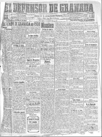'El Defensor de Granada  : diario político independiente' - Año XXX Número 14390  - 1908 Enero 01