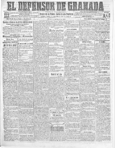 'El Defensor de Granada  : diario político independiente' - Año XXX Número 14410  - 1908 Enero 21