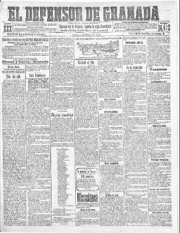 'El Defensor de Granada  : diario político independiente' - Año XXX Número 14412  - 1908 Enero 23