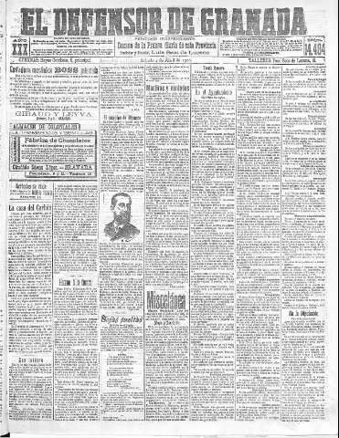 'El Defensor de Granada  : diario político independiente' - Año XXX Número 14484  - 1908 Abril 04