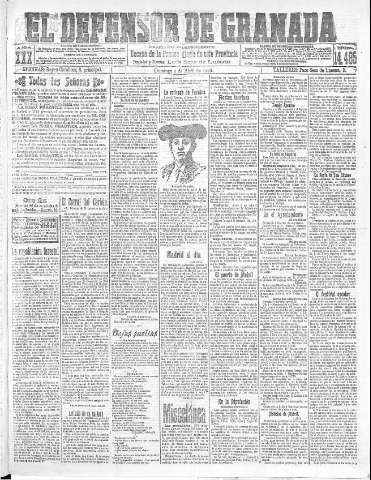 'El Defensor de Granada  : diario político independiente' - Año XXX Número 14485  - 1908 Abril 05