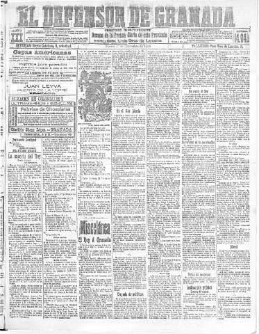 'El Defensor de Granada  : diario político independiente' - Año XXX Número 14648  - 1908 Diciembre 01