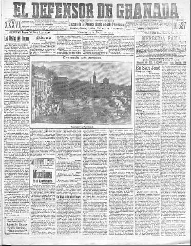 'El Defensor de Granada  : diario político independiente' - Año XXXVI Número 16537  - 1914 Enero 14