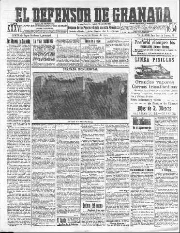 'El Defensor de Granada  : diario político independiente' - Año XXXVI Número 16546  - 1914 Enero 23