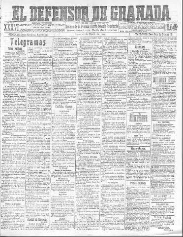 'El Defensor de Granada  : diario político independiente' - Año XXXVI Número 16549  - 1914 Enero 26
