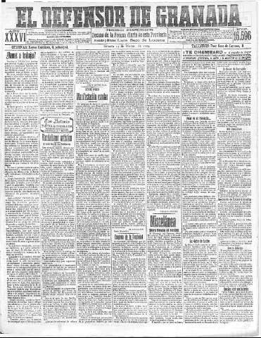 'El Defensor de Granada  : diario político independiente' - Año XXXVI Número 16596  - 1914 Marzo 14