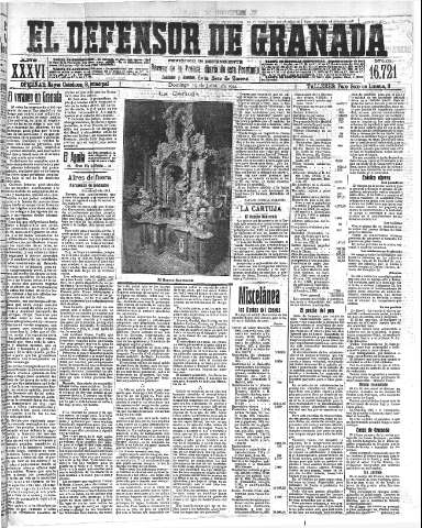 'El Defensor de Granada  : diario político independiente' - Año XXXVI Número 16721  - 1914 Julio 19