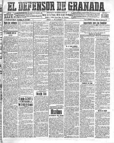 'El Defensor de Granada  : diario político independiente' - Año XXXVI Número 16841  - 1914 Noviembre 14