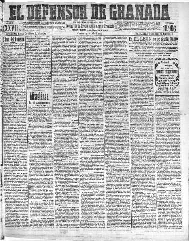 'El Defensor de Granada  : diario político independiente' - Año XXVII Número 16966  - 1915 Abril 09