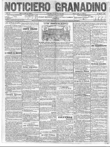 'Noticiero Granadino' - Año IV Número 1022  - 1907 Enero 23
