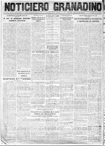'Noticiero Granadino' - Año XXXIII Número 10457  - 1936 Junio 21