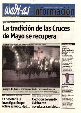 'Wadi-as información : periódico semanal de la comarca de Guadix.' - Año 0 Número 5 - 2002 mayo 11