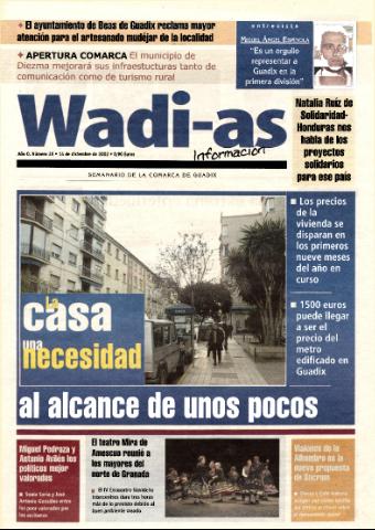 'Wadi-as información : periódico semanal de la comarca de Guadix.' - Año 0 Número 36 - 2002 diciembre 14