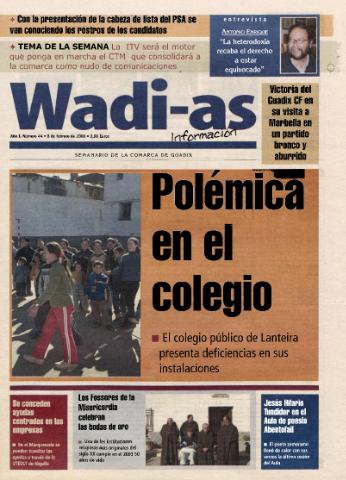 'Wadi-as información : periódico semanal de la comarca de Guadix.' - Año I Número 44 - 2003 febrero 8