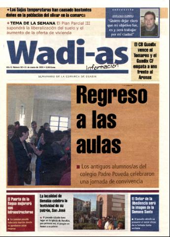 'Wadi-as información : periódico semanal de la comarca de Guadix.' - Año 0 Número 50 - 2003 marzo 21