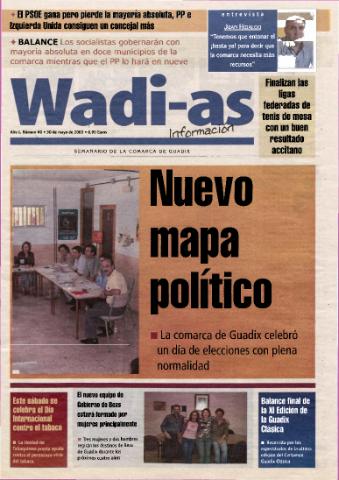'Wadi-as información : periódico semanal de la comarca de Guadix.' - Año I Número 60 - 2003 mayo 30
