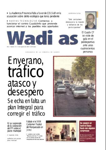 'Wadi-as información : periódico semanal de la comarca de Guadix.' - Año I Número 71 - 2003 agosto 15