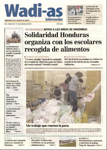 'Wadi-as información : periódico semanal de la comarca de Guadix.' - Año I Número 85 - 2003 noviembre 21