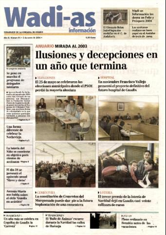 'Wadi-as información : periódico semanal de la comarca de Guadix.' - Año II Número 91 - 2004 enero 2