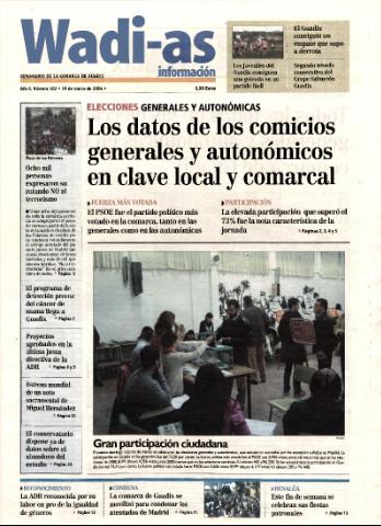 'Wadi-as información : periódico semanal de la comarca de Guadix.' - Año I Número 102 - 2004 marzo 19