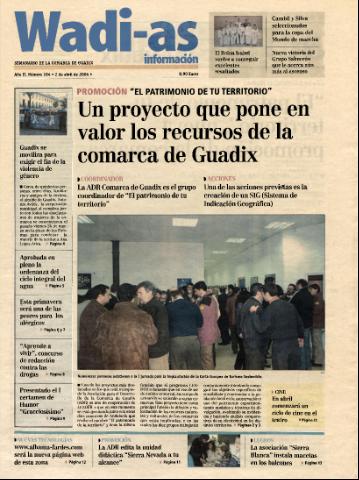 'Wadi-as información : periódico semanal de la comarca de Guadix.' - Año II Número 104 - 2004 abril 2