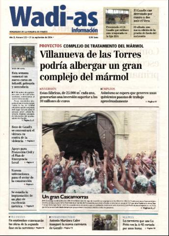 'Wadi-as información : periódico semanal de la comarca de Guadix.' - Año II Número 128 - 2004 septiembre 17