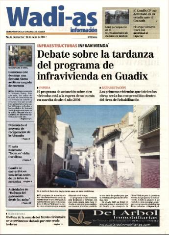 'Wadi-as información : periódico semanal de la comarca de Guadix.' - Año II Número 154 - 2005 marzo 18