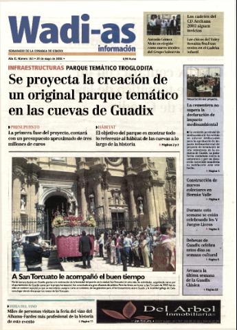 'Wadi-as información : periódico semanal de la comarca de Guadix.' - Año II Número 163 - 2005 mayo 20