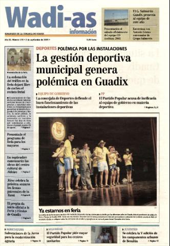 'Wadi-as información : periódico semanal de la comarca de Guadix.' - Año III Número 178 - 2005 septiembre 2
