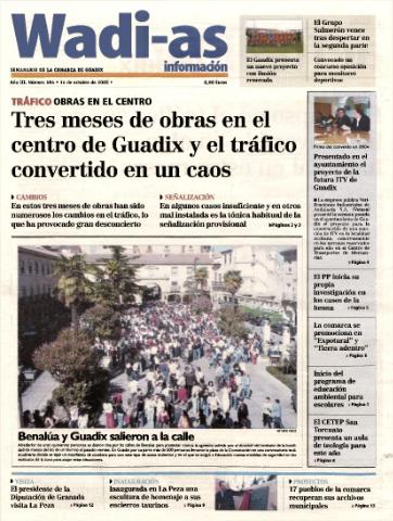 'Wadi-as información : periódico semanal de la comarca de Guadix.' - Año III Número 184 - 2005 octubre 14