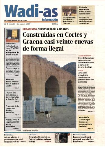 'Wadi-as información : periódico semanal de la comarca de Guadix.' - Año III Número 188 - 2005 noviembre 11