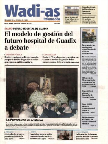 'Wadi-as información : periódico semanal de la comarca de Guadix.' - Año III Número 189 - 2005 noviembre 18
